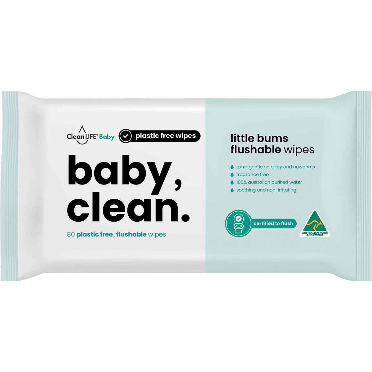 Baby Clean Gentle Flushable Wipes X80