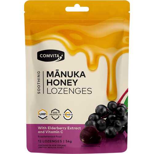 Manuka Honey Lozenges With Elderberry & Vitamin C x12