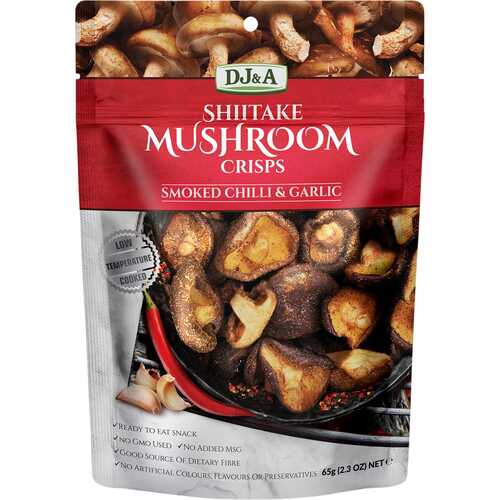 Natural Shiitake Mushroom Crisps - Smoked Chilli & Garlic (9x65g)