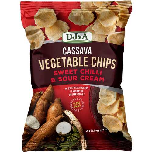 Natural Cassava Vegetable Chips - Sweet Chilli & Sour Cream (5x100g)