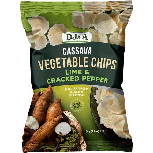 Natural Cassava Vegetable Chips - Lime & Cracked Pepper (5x100g)