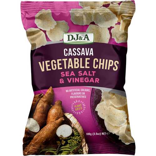 Natural Cassava Vegetable Chips - Sea Salt & Vinegar (5x100g)